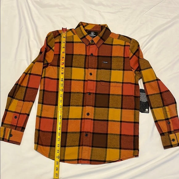 Volcom Kids Plaid Shirt - Orange, Yellow, Brown - Picture 2 of 11